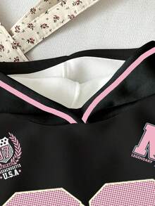 SHEIN Leap Crew 青少年女孩休闲时尚运动衫款式，28 号，英文，星星图案，返校季，毕业季，宽松圆领舒适长袖连帽运动衫，适合秋冬季