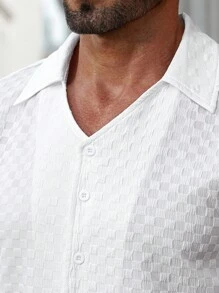 Manfinity Homme Set di camicia a maniche corte e pantaloni di colore solido con texture, casual da uomo per l'estate