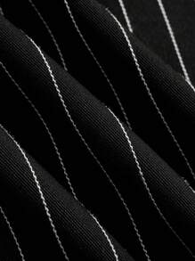 SHEIN EZwear 女士休闲撞色腰带条纹直筒裤，适合日常穿着，适合唇线 - 彩色 - 查看 6