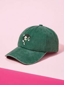 THE POWERPUFF GIRLS X SHEIN Adjustable Washed Cartoon Embroidered Baseball Cap