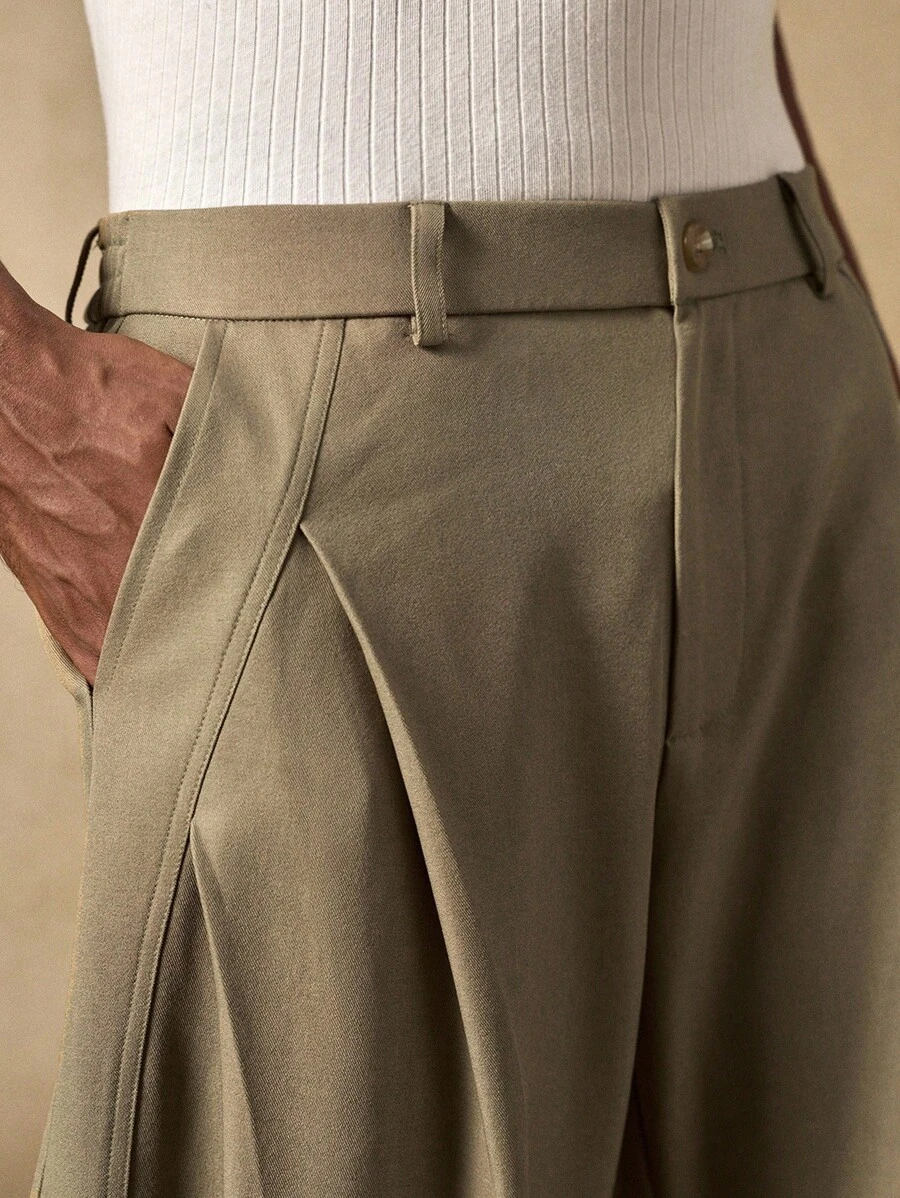 AKNOTIC Business Casual 男士休闲宽松松紧腰直筒斜纹布裤，适合夏季、秋季、度假、日常穿着、派对、情侣装、男士礼物 - 摩卡棕 - 查看 1