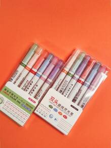 6 件混合图案设计荧光笔，随机包装返校 - 彩色 - 查看 3
