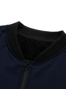 Manfinity Homme Men's Long Sleeve Casual Versatile Thermal Lined Outdoor  Jacket, Autumn/Winter, Navy Blue Jacket, Thermal Lined Jacket - Navy Blue - View 4