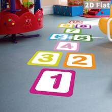 10pcs/Set Vibrant Plaid Digital Floor Decoration Sticker - Waterproof, Self-Adhesive, Removable, And Easy To Clean - Perfect For Jumping House, Classroom And Home Decor