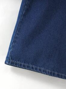 Denimly Boys' Casual Daily Urban Street Personalized Hoodie, Elastic Waist Zipper Closure, Comfortable Washed Denim Loose Fit Jeans Two Pieces Set - Medium Wash - View 9