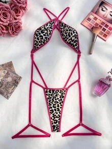 Women's Leopard Print Criss-Cross Straps Sexy Romper Underwear Outer For Going Out - Multicolor - View 5