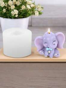 1 Khuôn silicon hình con voi Khuôn silicon mini hình con voi Khuôn nến sáp nhựa trang trí thủ công - trắng - Xem 5