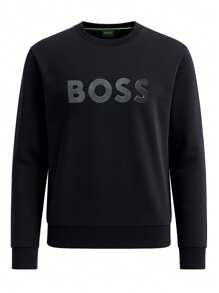 Hugo Boss Áo nỉ chui đầu dáng rộng thoải mái cho nam, cổ tròn dài tay đa năng - 001 Đen - Xem 4