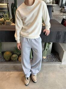 Teens Boys' Casual Comfortable Versatile Loose Wide Leg Straight Sweatpants Fall Winter - Grey - View 3