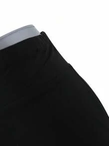 少女休闲家居紧身针织打底裤，欧美风格 - 黑色 - 查看 6