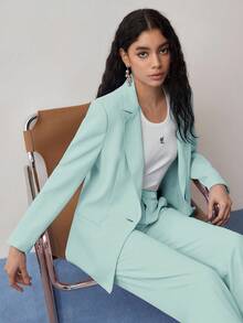 MOTF STUDIO 结构化单纽扣西装外套 - 綠色 - 查看 5