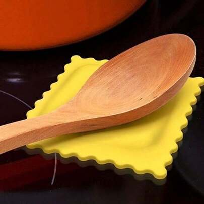 可爱卡通饼干形硅胶勺架 - 耐热和防烫厨房垫，适用于汤匙，非常适合家庭和餐厅使用硅胶勺用于烹饪厨房勺子用于烹饪、厨房、圣诞节礼物回到学校