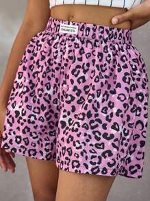 Coolane Kids 青少年女孩春夏豹纹贴花休闲宽松短裤