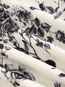 SHEIN MOD Váy dây mảnh họa tiết hoa thanh lịch dành cho nữ - Màu be - Xem 4