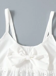 SHEIN 年輕女孩弓結前鑲邊刺繡cami上衣＆鬱金香翻邊下褲