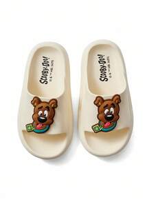 SCOOBY-DOO X SHEIN Cute Cartoon Puppy White Children's Slip-On Slippers Toddlers & Kids Non-Slip Quick-Drying Shower Slide, Lightweight And Durable EVA Material, Unisex For Boys And Girls In The House, Bthroom, Playground, Swimming Pool, Beach Indoor Outdoor - Apricot - View 5