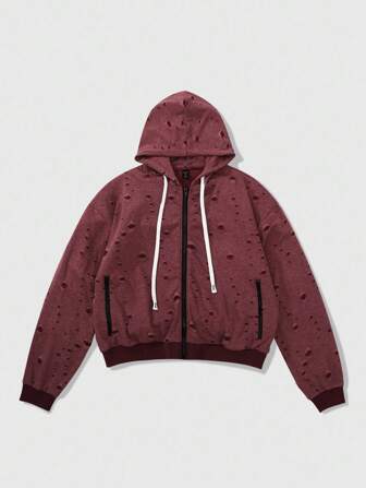 Street Life Felpa con cappuccio da uomo con effetto consumato, stile americano