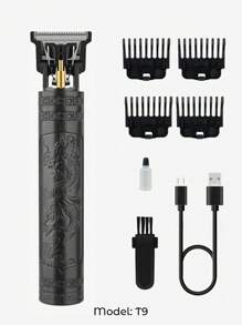 Teckwe 2pcs/Set Men's Hair Cutting And Trimming Combination Hair Clipper, T9 Blade Electric Digital Display Hair Clipper, Display Trimming Integrated Tool Kit Suitable For Home Use - Black - View 8