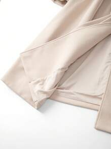 Franclia Manteau enveloppant élégant grande taille avec ceinture à nœud et boucle métallique, ensemble 2 pièces, manteau beige automne/hiver, manteau crème, manteau cape, manteau femme, manteau élégant - Nude - Voir 6