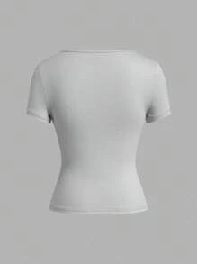 SHEIN EZwear 3 件套女士黑色、浅灰色、白色短袖短款休闲修身 T 恤，适合夏季 - 彩色 - 查看 9