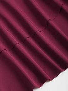 Sweetra New Design Halter Neck Spiral Gold Jewelry Cinched Waist A-Line Mini Dress - Burgundy - View 5