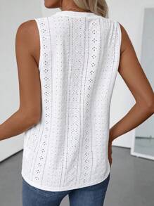 EMERY ROSE Women's Crew Neck Sleeveless Textured Casual Tank Top, Spring/Summer Fashion - White - View 2