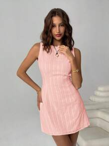 Easelle 女士度假休闲系带露背无袖迷你连衣裙