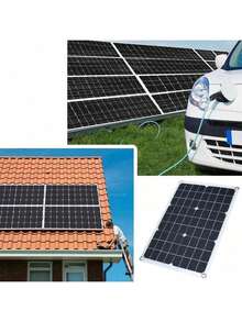 SHEIN 50A 50W 12V/24V USB Portable Solar Panel Kit - Waterproof, High-Efficiency Solar Cells With Controller For Phone Charging -Ideal For RVs, Cars, And Outdoor Adventures