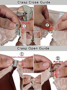 SHEIN Women's Lace Spliced Front Closure Bra With Underwire And Neck Strap Lingerie - Dusty Pink - View 6