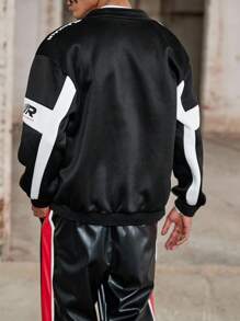 Manfinity Streetrush Giacca leggera casual da uomo con stampa a blocchi di colore e lettera per l'autunno