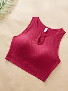SHEIN 6pcs Women's Solid Color Sleeveless Notched Neck Ribbed Casual Comfortable Tank Top Set Women Summer Tops Ribbed Tank Tops Keyhole Tank Top Crop Tank Top Sleeveless Summer Tops, Workout - Multicolor - View 4