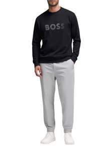 Hugo Boss Áo nỉ chui đầu dáng rộng thoải mái cho nam, cổ tròn dài tay đa năng - 001 Đen - Xem 3