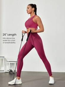 GLOWMODE 26 英寸 Powersculpt™-Air 速干吸汗训练紧身裤，带侧袋，高强度健身跑步训练