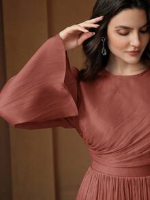 Anewsta Women's Long Sleeve Dress, Elegant & Versatile For Commuting, Spring & Autumn - Redwood - View 7