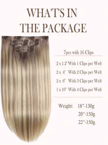 Seamless Clip Ins 7pcs TP18/613# 130g/150g Full Head Seamless PU Clip Ins Extensions 100% Cuticle Aligned Double Drown Remy Human Hair Invisible Clip In Hair Extensions Hair Extensions Halloween Costumes - S18/613 - View 3