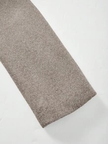 SHEIN Unity Áo khoác blazer công sở dệt kim hai hàng khuy cài eo thắt eo cho nữ, chuyên nghiệp và thời trang, mùa thu/đông - Xám - Xem 4