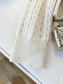 INAWLY Bộ 2 món áo hai dây đan xoắn và áo khoác cardigan thời trang nữ - Màu Khaki - Xem 7