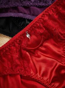 PinupPomp Women's Rhinestone Decor Lace Patchwork French Crepe Panty - Multicolor - View 3