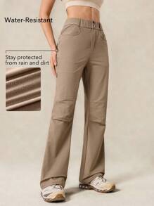 OutZeal 女士户外裤 露营徒步 防水弹力修身喇叭裤腿带口袋