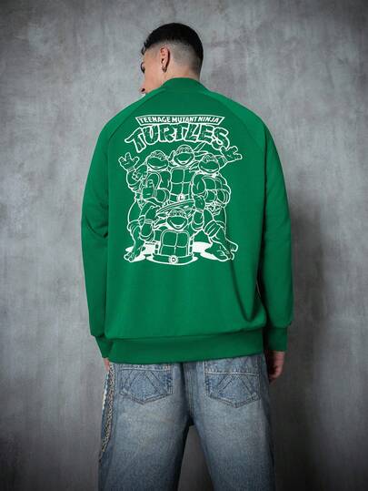 TEENAGE MUTANT NINJA TURTLES | SHEIN Men's Casual Cartoon Graphic Zip-Up Stand Collar Jacket