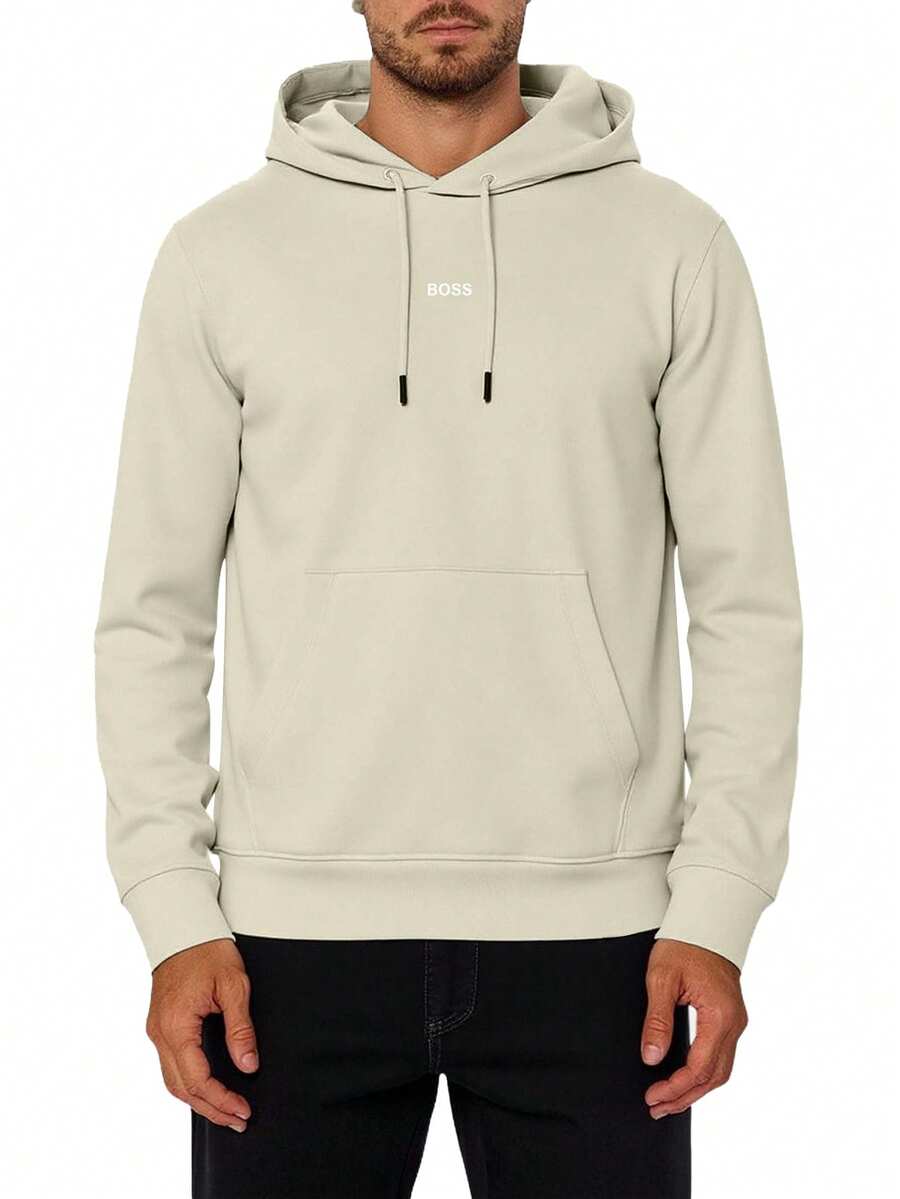 Hugo Boss Men's Drawstring Hooded Pocket Casual Loose Fit Sweatshirt - 271 Light Beige - View 1