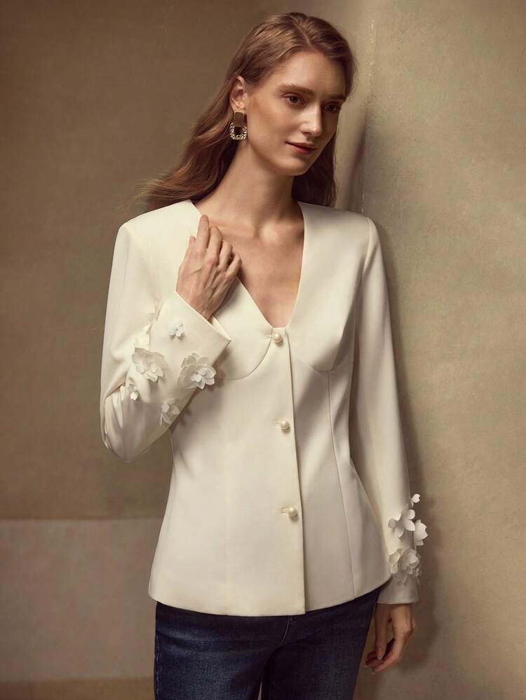 APPLIQUES BUTTON UP BLAZER