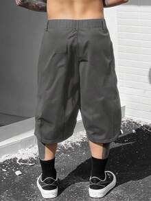 Manfinity LEGND Men's Black Shorts, Vintage Cargo Shorts, Loose Fit Casual Shorts For Summer - Dark Grey - View 2