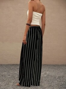 Lumivelle Women's Striped Casual Pants (Waistband Printed Design) Fall Cloth For Women