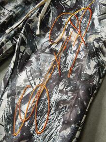 PAVTROS 男士街头风格流行 INS 搭配仿生迷彩“自由”刺绣连帽衫和裤子套装，适合户外音乐节、夜总会、男友/丈夫礼物、周年纪念礼物、男士迷彩两件套、男士慢跑套装、男士迷彩运动服、男士户外服装套装、秋装 - 彩色 - 查看 2