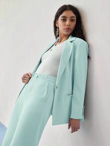 MOTF STUDIO 结构化单纽扣西装外套 - 綠色 - 查看 7