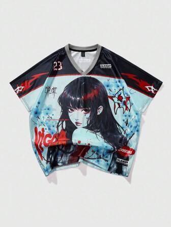 Street Life Camiseta de manga corta con estampado de anime para hombres, adecuada para primavera/verano