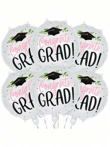 6pcs Big Congrats Grad Balloons,Graduation Balloon, Congratulations Balloons For Graduation Decorations Class Of 2025,Pink Graduation Balloons 2025,Graduation Party Decorations 2025 - White - View 1