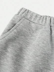 SHEIN 青少年女孩 V 领宽松运动衫和慢跑裤两件套，休闲日常百搭时尚服装 - 灰色 - 查看 8