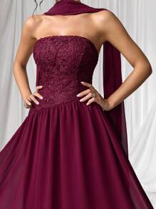 Coutiva Women's Textured Patchwork Sash Design Maxi Formal Evening Gown (Heavy Embellished) Glamorous Dress Luxury Evening Dresses For Women  Graduation